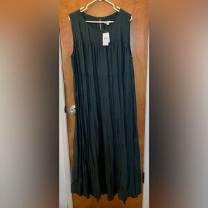 NEW w/tags deep green sleeveless tiered J.Jill maxi dress 3X BEAUTIFUL